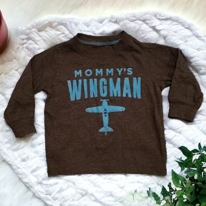 Carter's Dark Gray Baby Boy "Mommy's Wingman" Long Sleeve Tee Size 6